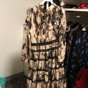 Elegant Black and Cream Women's Teired Dress